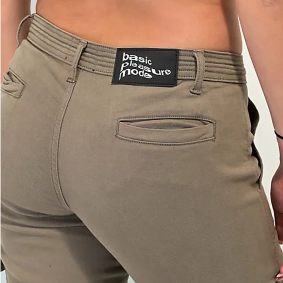 NWT Basic Pleasure Mode Zip split front flared Cargo pants 10 hot stretch - Picture 6 of 9